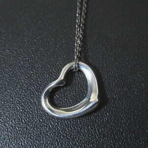 Tiffany Co Elsa Peretti Open Heart Necklace Pendant SV Silver Luxs